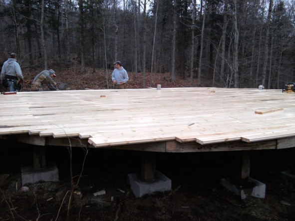 Yurt deck construction.