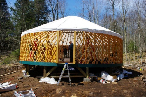 Yurt with liner attached.