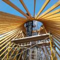 Yurt rafters and scaffolding.