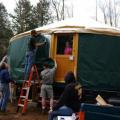 Yurt walls going up!