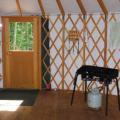 The small portable gas stove in the yurt.