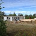 Our temp living quarters, in the background. Insulated "Connex"  Alaskan  for a shipping container.