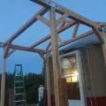 Used 4 X 4 for a timber frame look.  bolted and laged