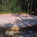 28' circle, gravel base, 4 inch rigid insulation, 2 circuits of PEX line for in floor heating