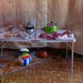 All the comforts of home.  It is cool in the yurt, and we are going to cook the meat anyway.  Y1