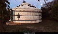 A view of the Yurt at night time in the moonlight (shortly after this photo we had to take the Yurt down again as it was not put up correctly (note...