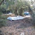 yurt site with bales & yurt on pallet.