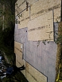 square yurt platform build. Bales, plastic sheeting, OSB. Water got under & over plastic, caused bales to mold. Ewe!