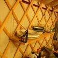 Yurt shelf! Bracket not necessary but I was trying it out so it's there for now.