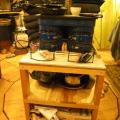 Wood cookstove stand--cement board top