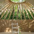 inside of wood-school- yurt