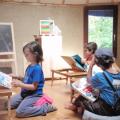 inside the wood school yurt