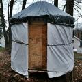 This is my chicken yurt. I built it after moving back to civilization, I missed my yurt so much :D (The plan is to use it out at the yurt as a saw...