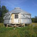 August 2014. Yurt sits on 3' platform (very cold until snow filled in around the yurt).